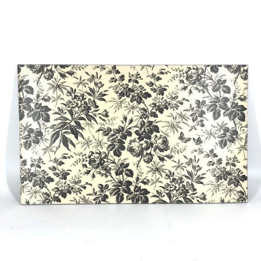 GUCCI 692961 Herbarium feeding mat pet dog Miscellaneous Leather Black Unused